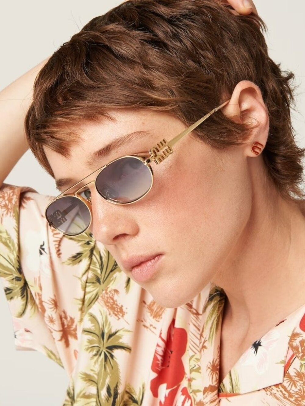 MIU MIU MU54ZS 5AK30C GOLD PILOT SUNGLASSES